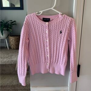 Ralph Lauren Pink Cable Knit Cardigan Sweater